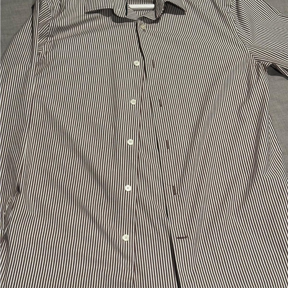 Banana Republic Black and White Striped Casual Button Down Shirt